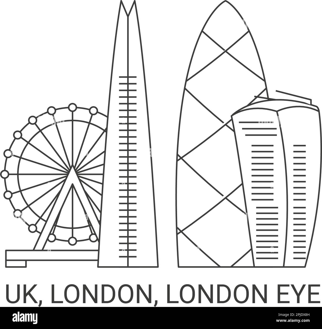 England, London, London Eye, travel landmark vector illustration Stock
