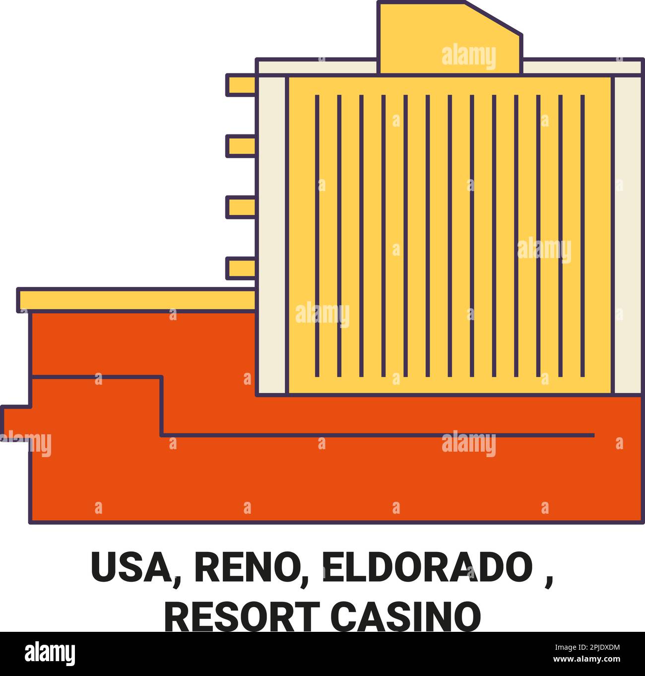 Usa, Reno, Eldorado , Resort Casino travel landmark vector illustration