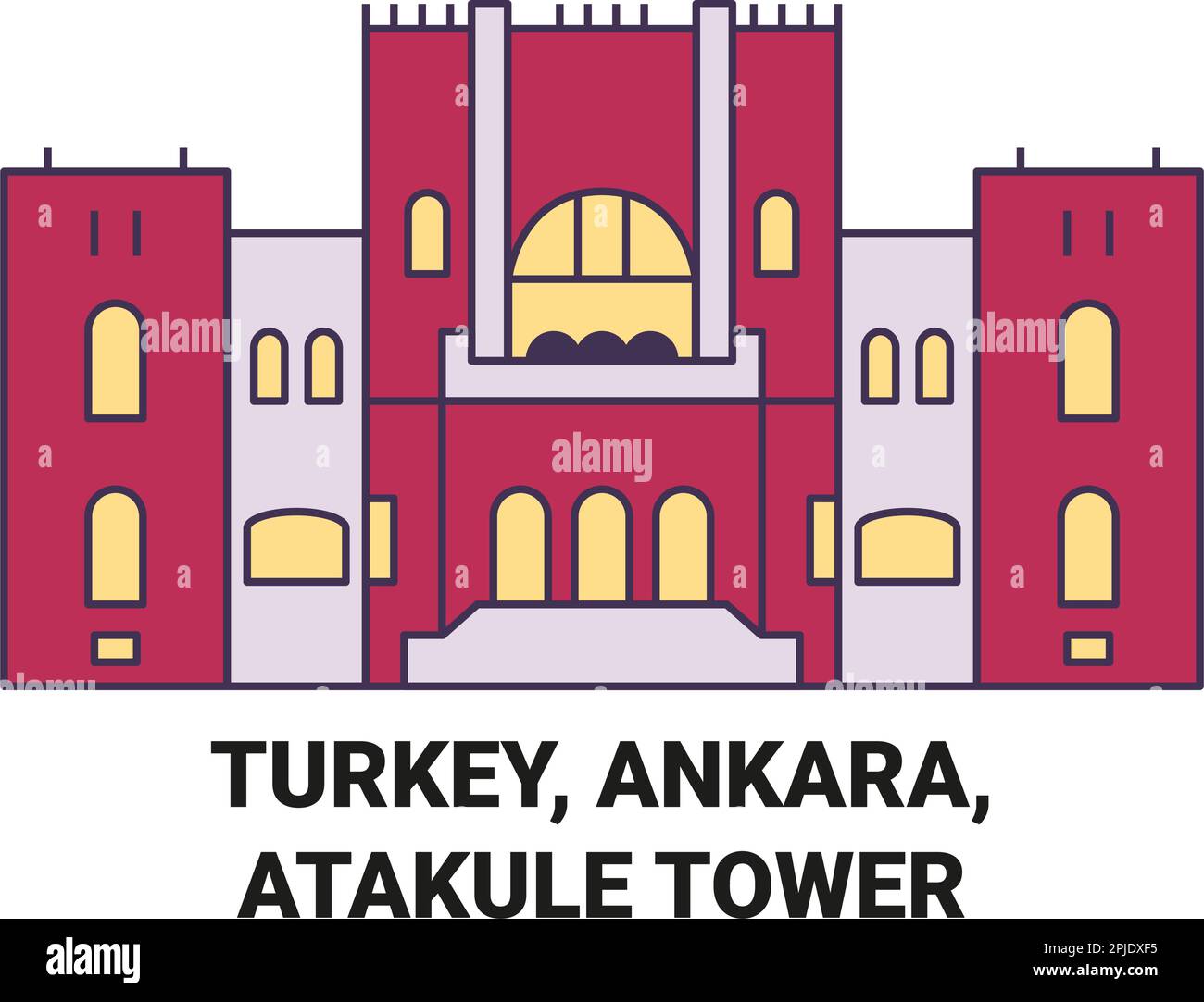 Turkey, Ankara, Atakule Tower travel landmark vector illustration Stock Vector