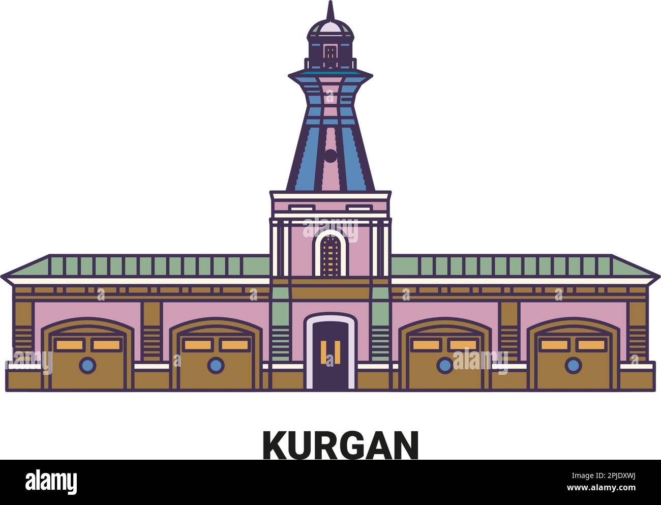Russia, Kurgan travel landmark vector illustration Stock Vector Image ...