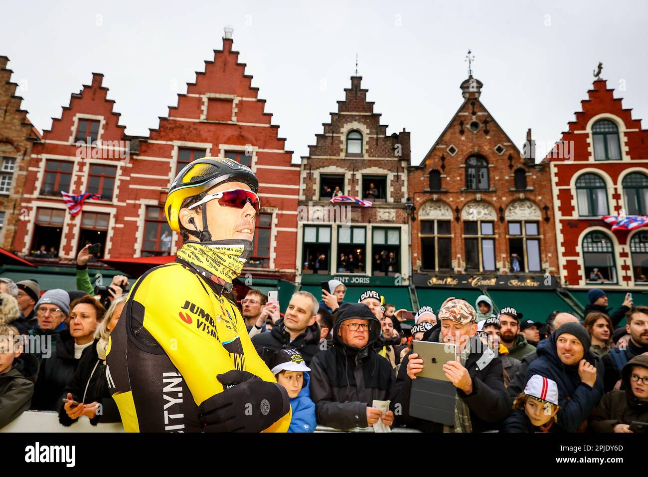 Brugge, Belgium. 02nd Apr, 2023. French Christophe Laporte of Jumbo-Visma  pictured at the start of the men's race of the 'Ronde van Vlaanderen/ Tour  des Flandres/ Tour of Flanders' one day cycling