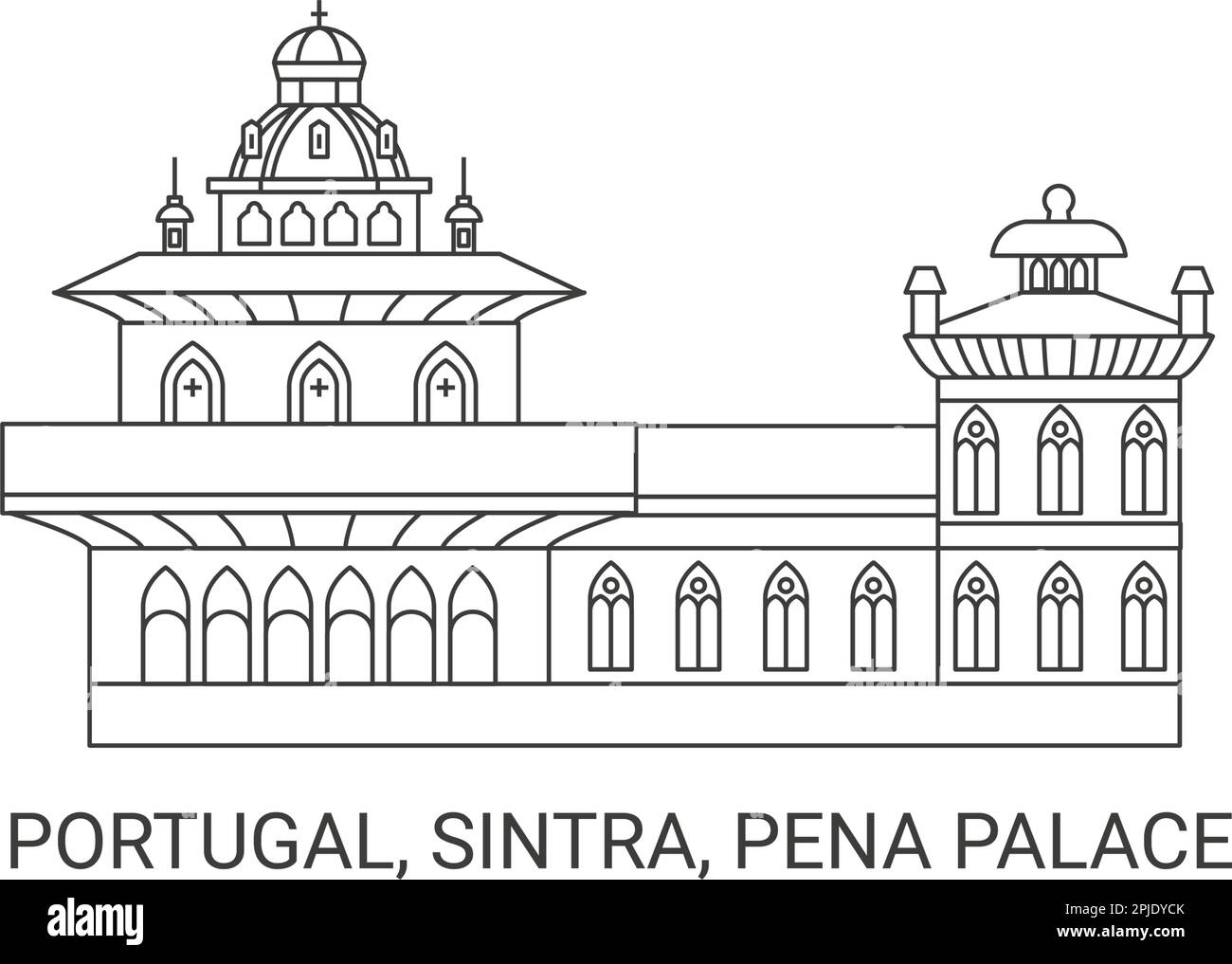 Portugal, Sintra, Pena Palace, travel landmark vector illustration Stock Vector