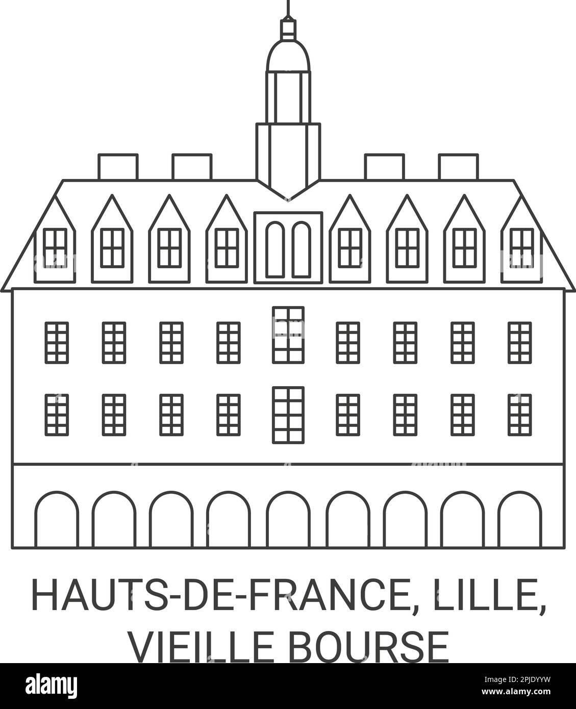 France, Hautsdefrance, Lille, Vieille Bourse travel landmark vector illustration Stock Vector