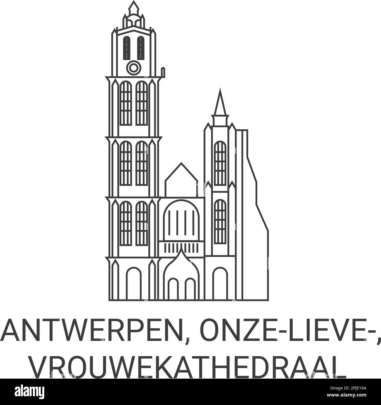 Belgium, Antwerpen, Onzelieve, Vrouwekathedraal travel landmark vector illustration Stock Vector