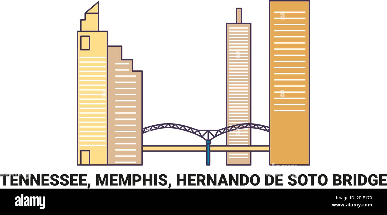 United States, Tennessee, Memphis, Hernando De Soto Bridge, travel landmark vector illustration Stock Vector