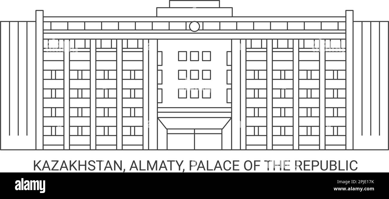 Kazakhstan, Almaty, Palace Of The Republic, travel landmark vector illustration Stock Vector