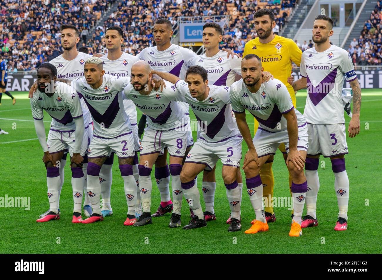 Milan, Italy - april 1 2023 - Inter-Fiorentina serie A - line up Fiorentina Credit: Christian Santi/Alamy Live News Stock Photo