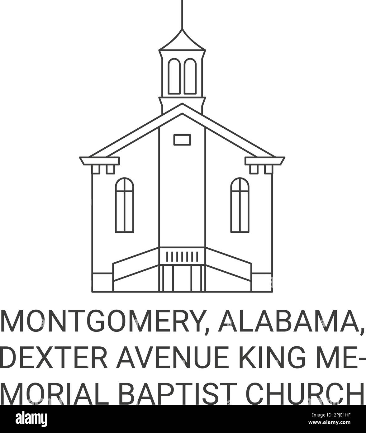United States, Montgomery, Alabama, Dexter Avenue King Memorial Baptist Church travel landmark vector illustration Stock Vector