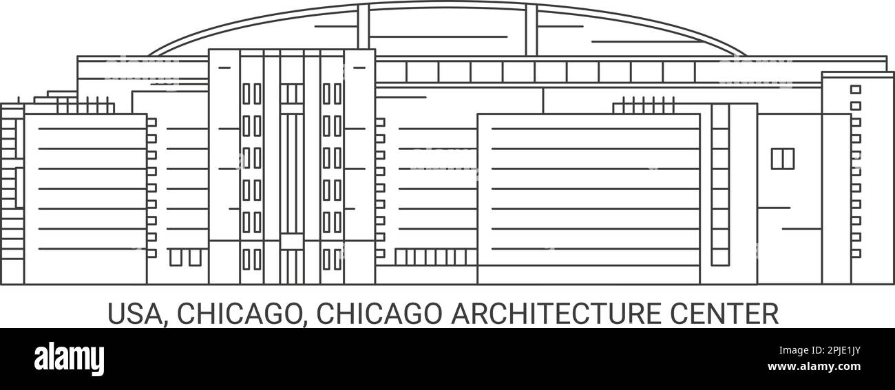 Usa, Chicago, Chicago Architecture Center, travel landmark vector illustration Stock Vector
