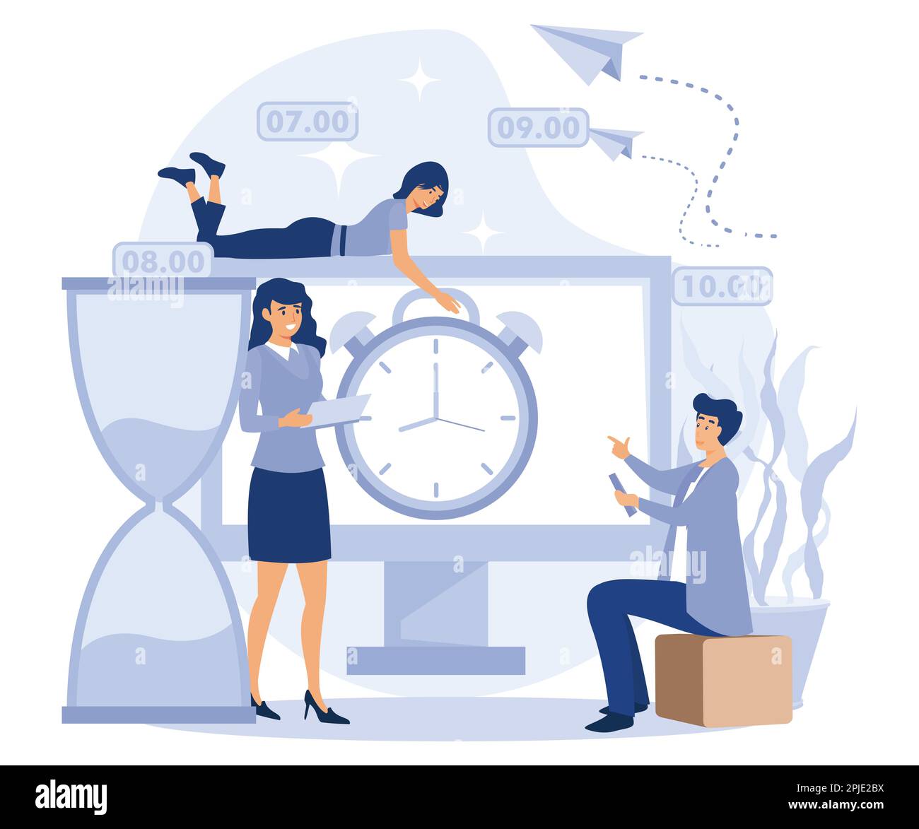 Alarm clock rings. Wake up. Good morning concept. people wake up in