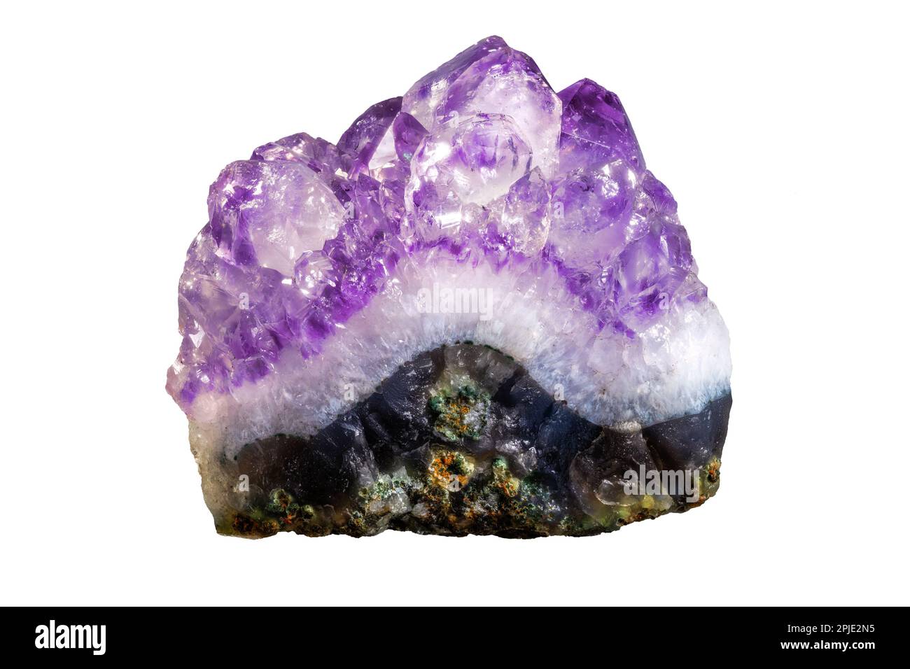 Closeup of an psolated purple amethyst crystal stone Stock Photo