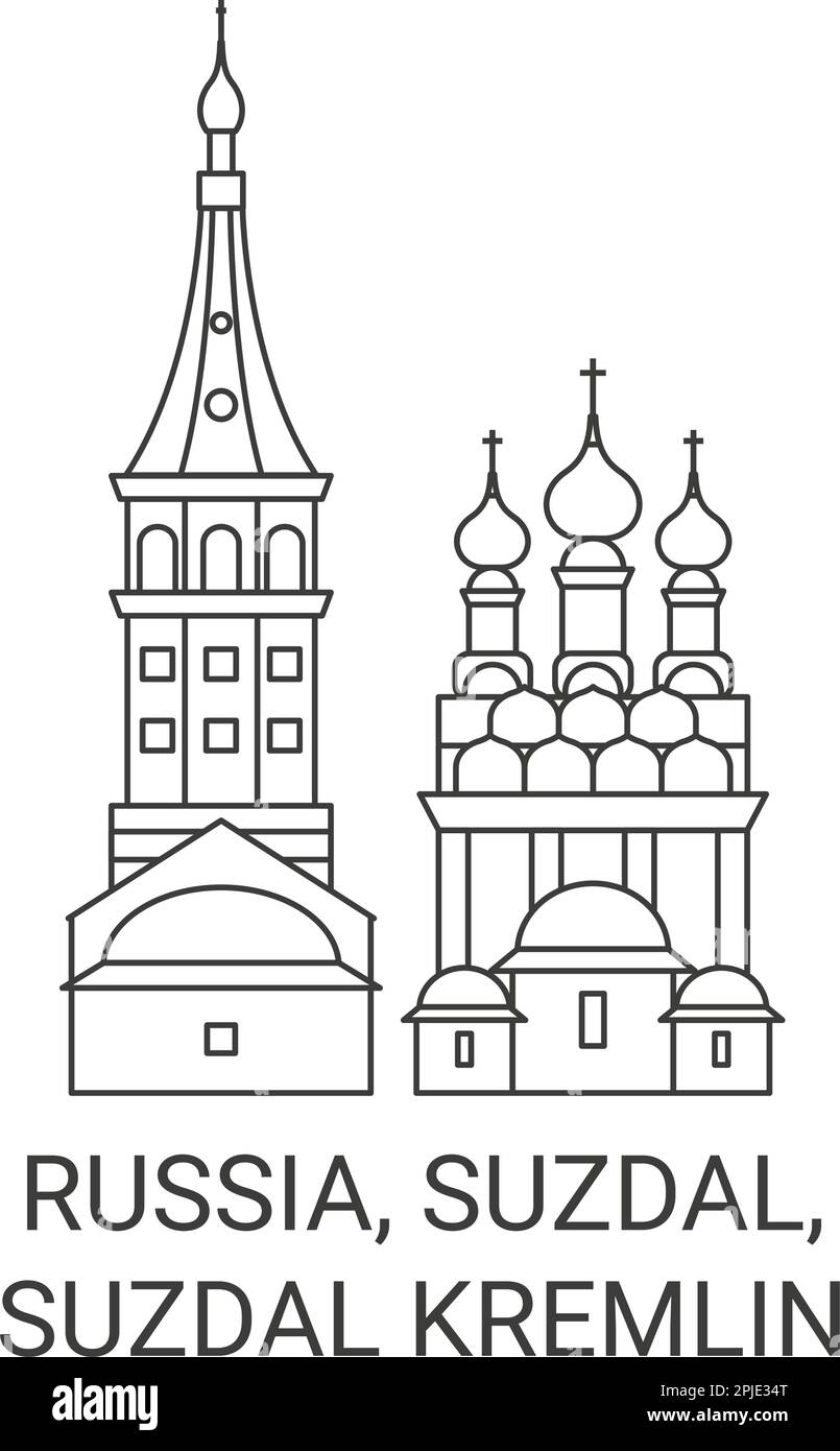 Russia, Suzdal, Suzdal Kremlin travel landmark vector illustration