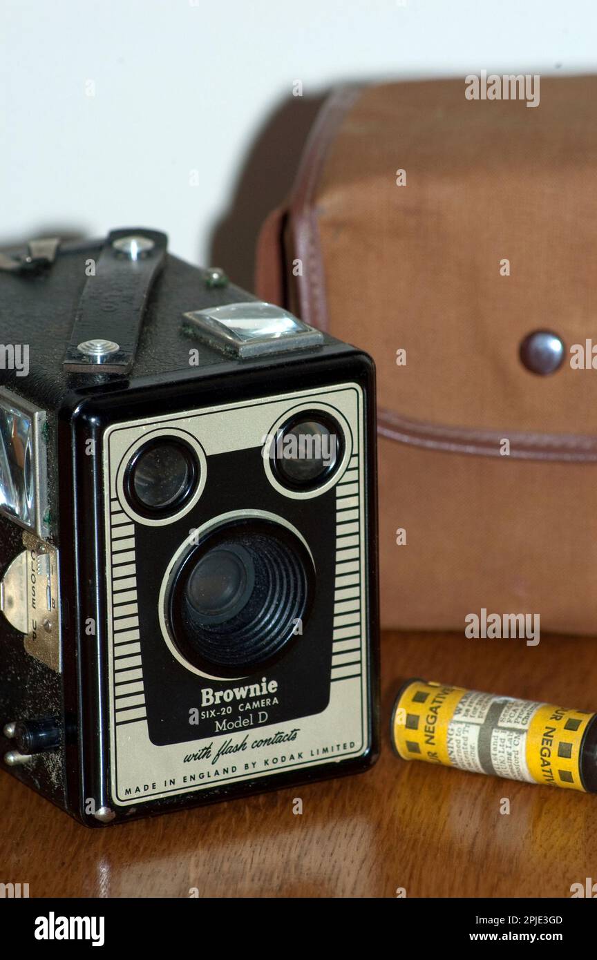 Box Brownie Camera Six20 Model D in close up made by Kodak Ltd Stock