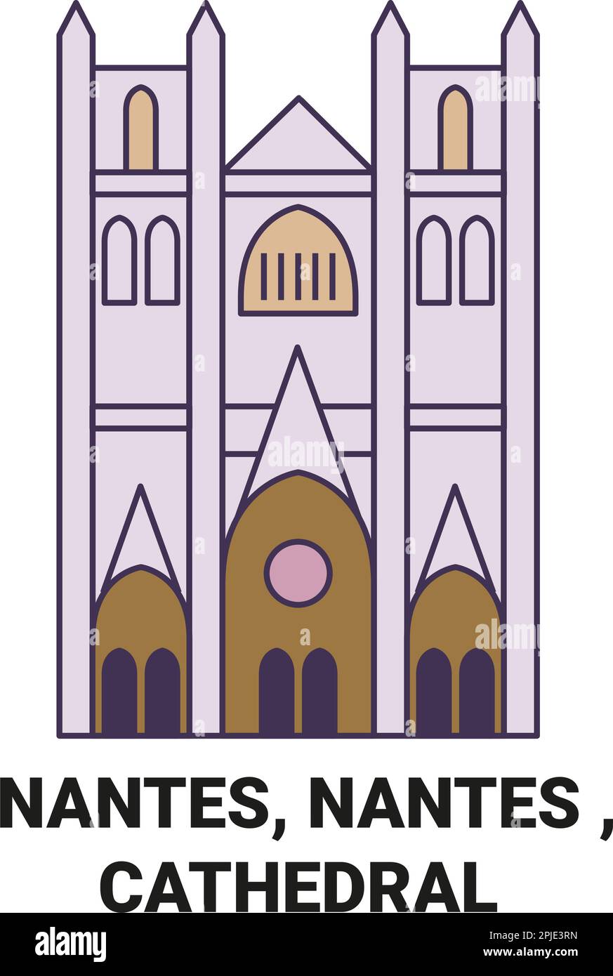 France, Nantes, Nantes , Cathedral travel landmark vector illustration Stock Vector