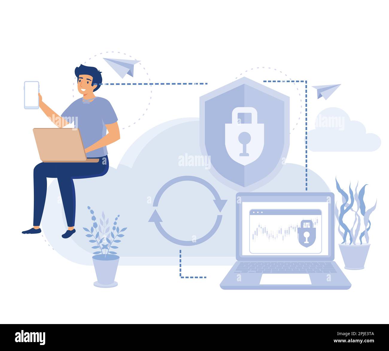 Cloud software concept, SaaS technology, cloud computing security