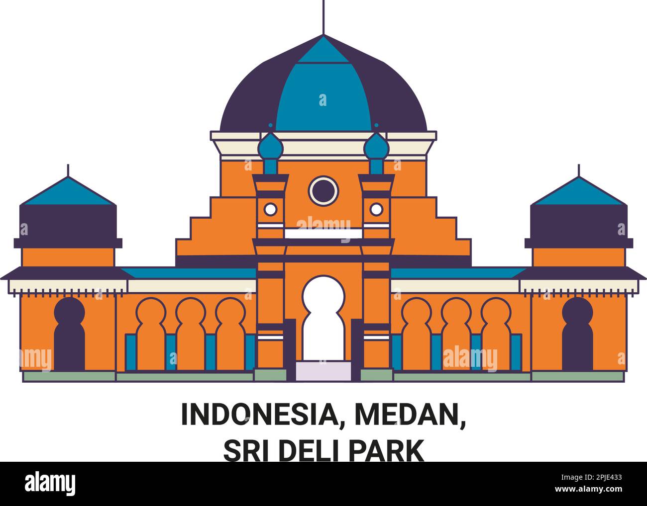 Indonesia, Medan, Sri Deli Park travel landmark vector illustration Stock Vector