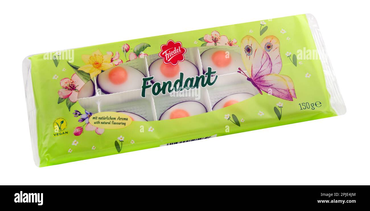 Friedel Fondant Eier in Oster Verpackung close up Stock Photo