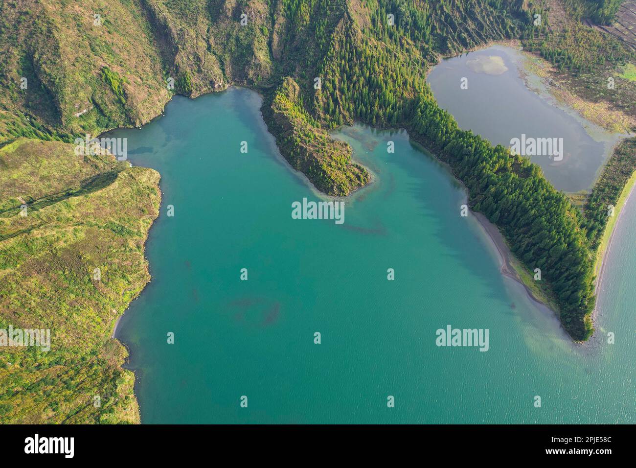 Lagoa do Fogo is a crater lake within the Agua de Pau Massif stratovolcano  in the center of the island of Sao Miguel in the Portuguese archipelago of  Stock Photo - Alamy