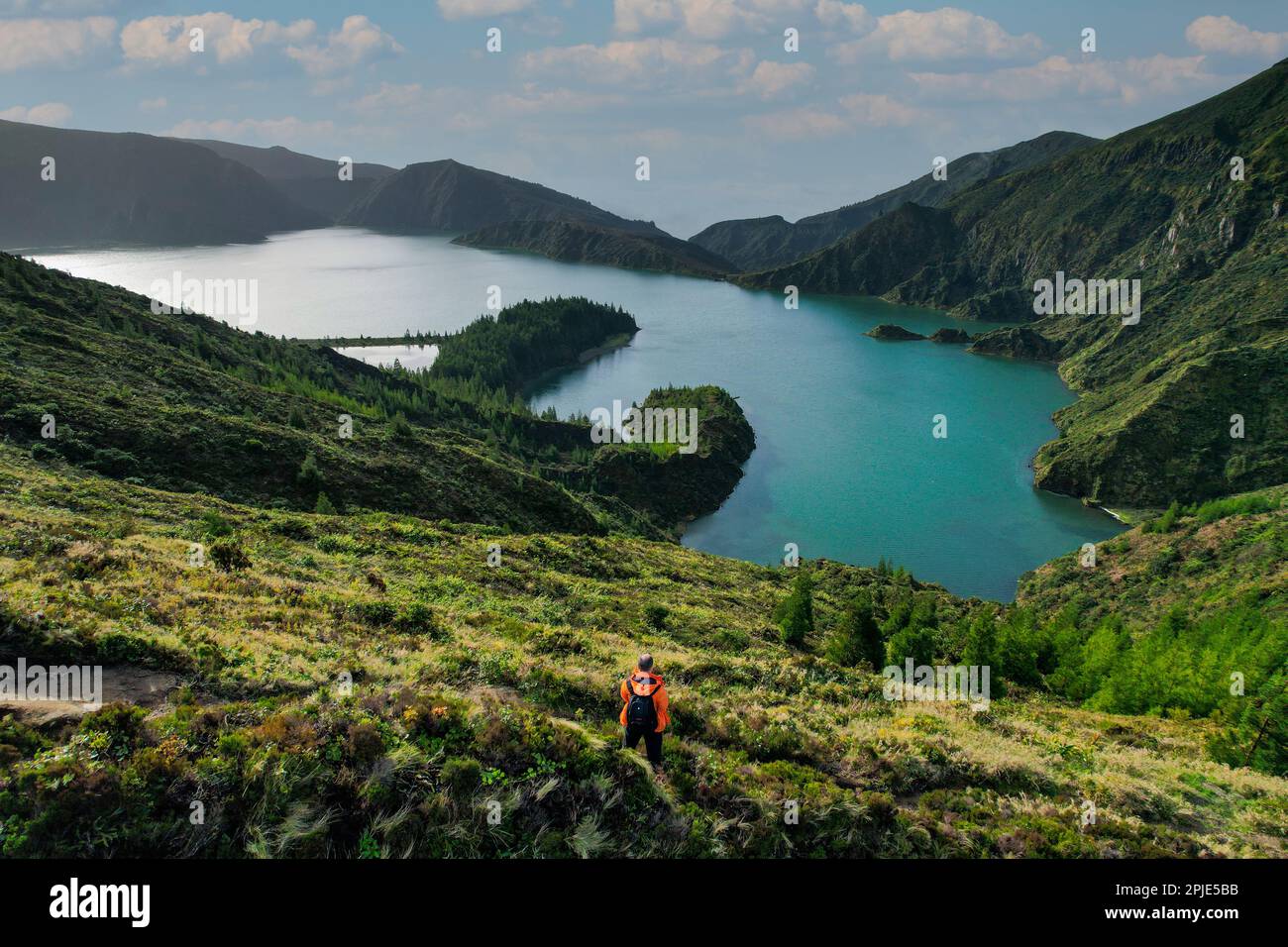 Lagoa do Fogo is a crater lake within the Agua de Pau Massif stratovolcano  in the center of the island of Sao Miguel in the Portuguese archipelago of  Stock Photo - Alamy