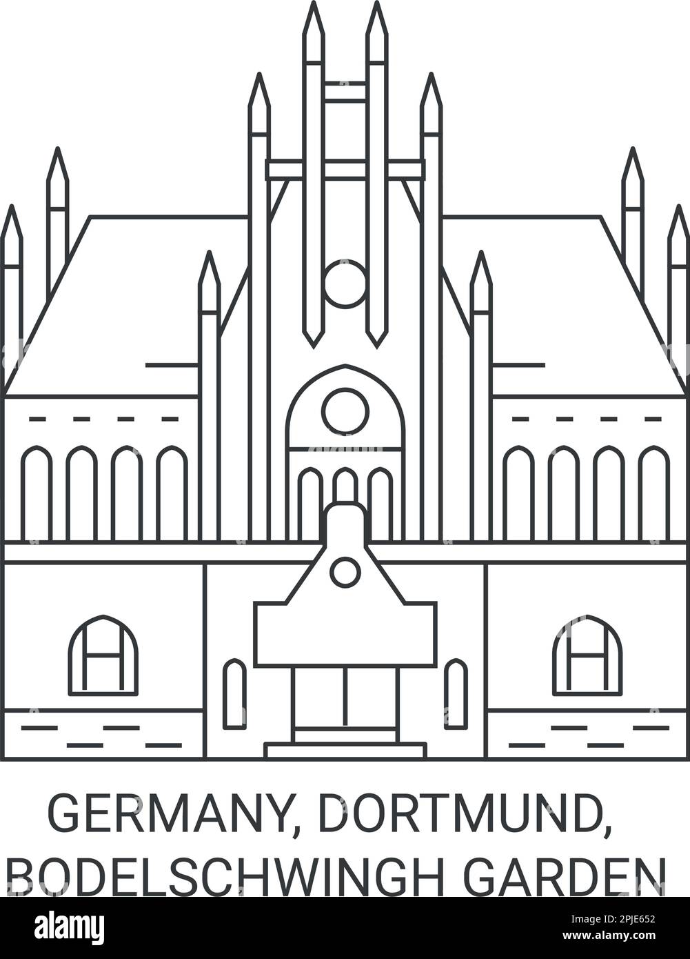 Germany, Dortmund, Bodelschwingh Garden travel landmark vector illustration Stock Vector