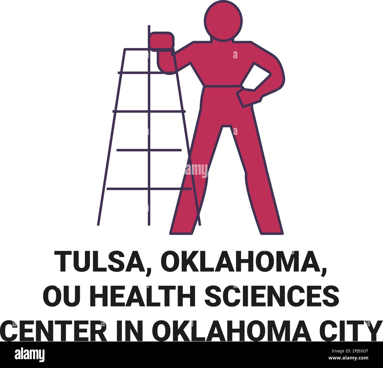 United States, Tulsa, Oklahoma, Ou Health Sciences Center In Oklahoma City travel landmark vector illustration Stock Vector