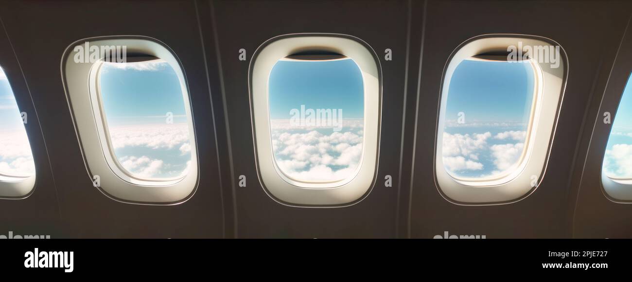 Airplane window Mockup, travel and transportation mockup concept Stock