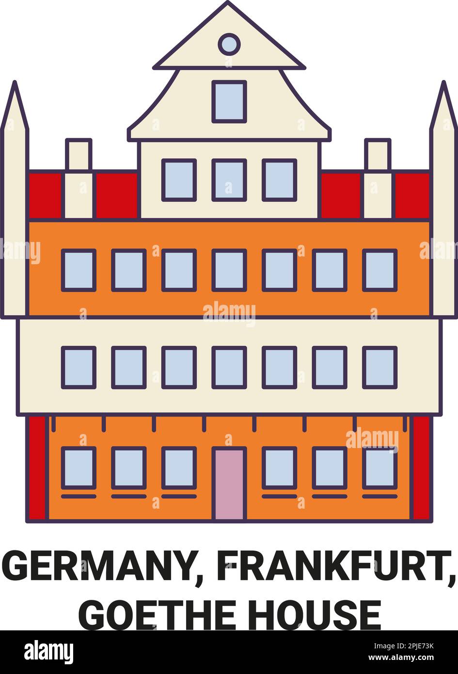 Germany, Frankfurt, Goethe House travel landmark vector illustration Stock Vector