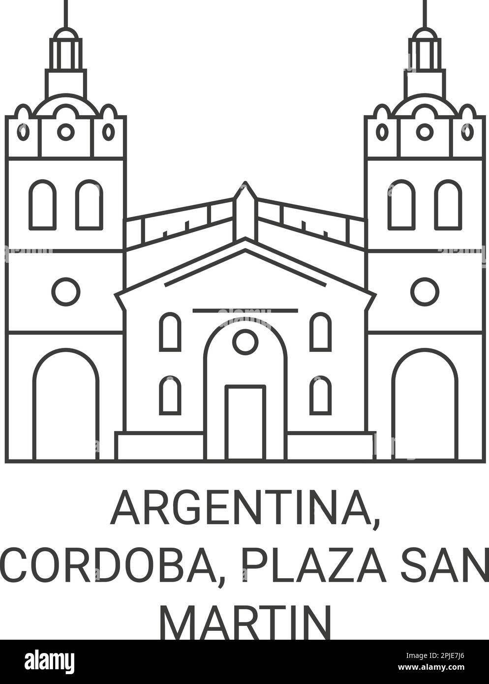 Argentina, Cordoba, Plaza San Martin travel landmark vector illustration Stock Vector