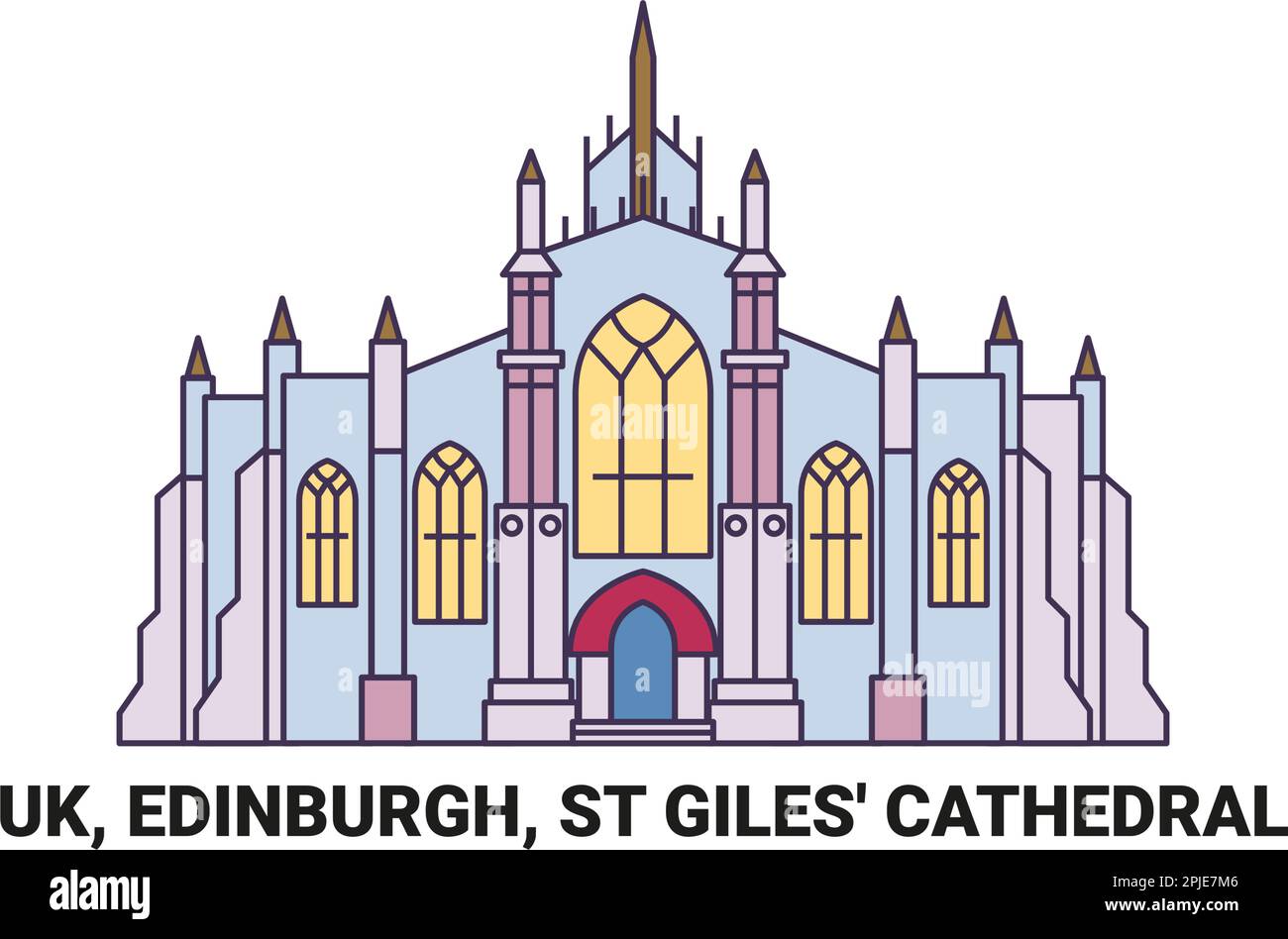 England, Edinburgh, St Giles' Cathedral, travel landmark vector illustration Stock Vector