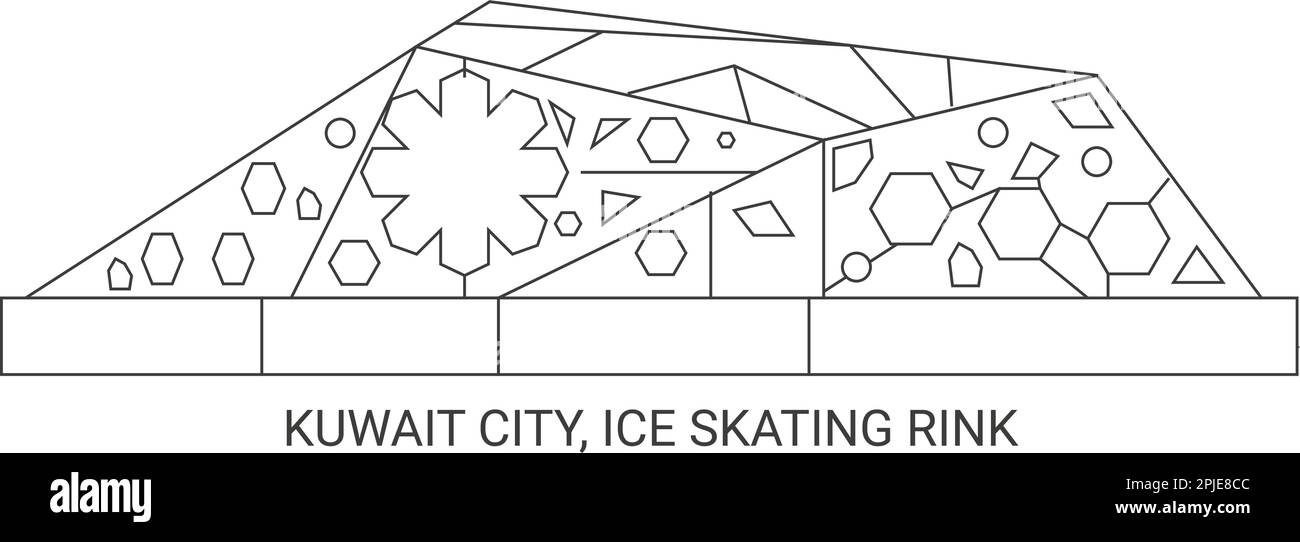 Kuwait City, Ice Skating Rink, travel landmark vector illustration