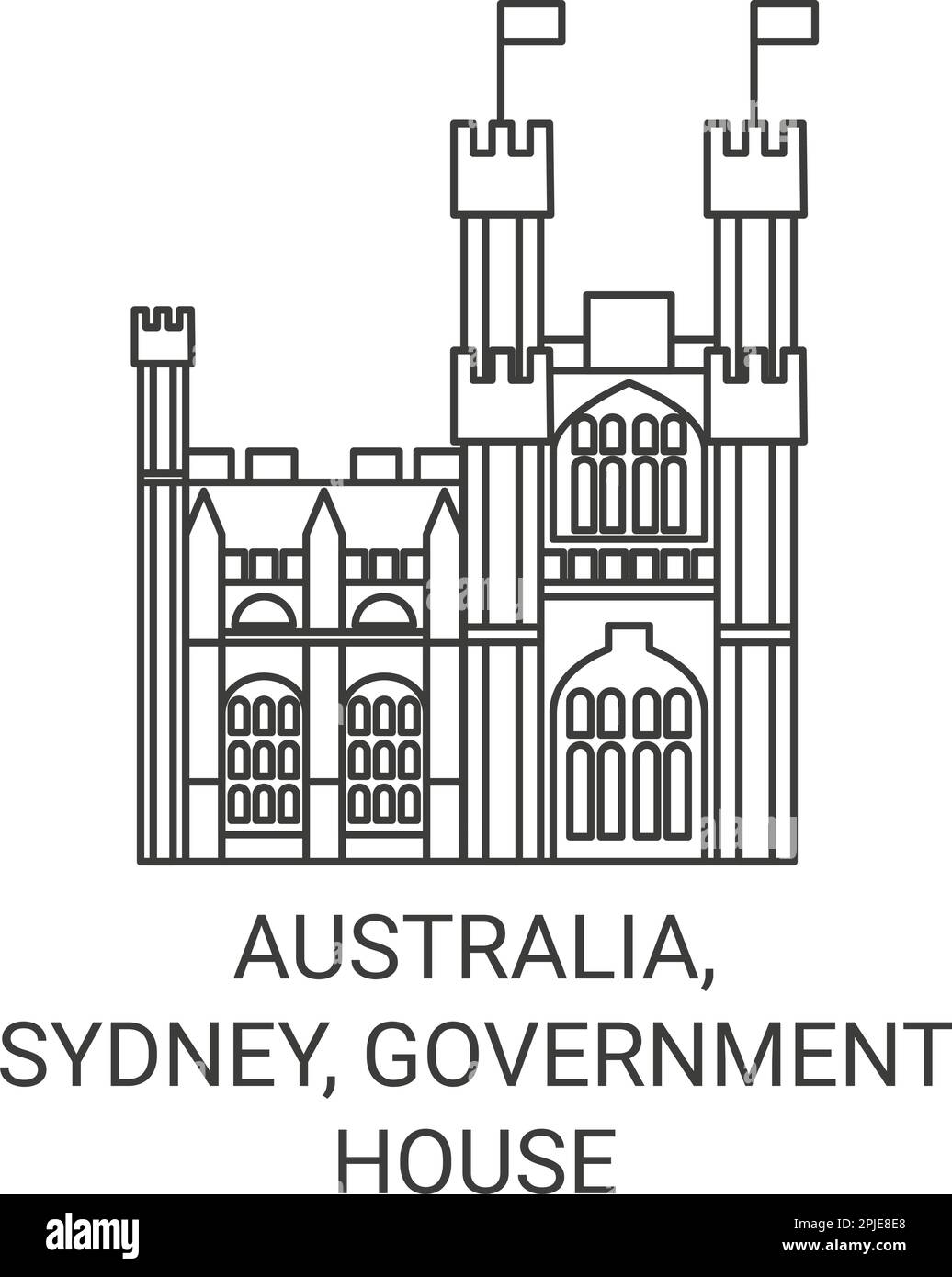 Australia, Sydney, Government House travel landmark vector illustration Stock Vector