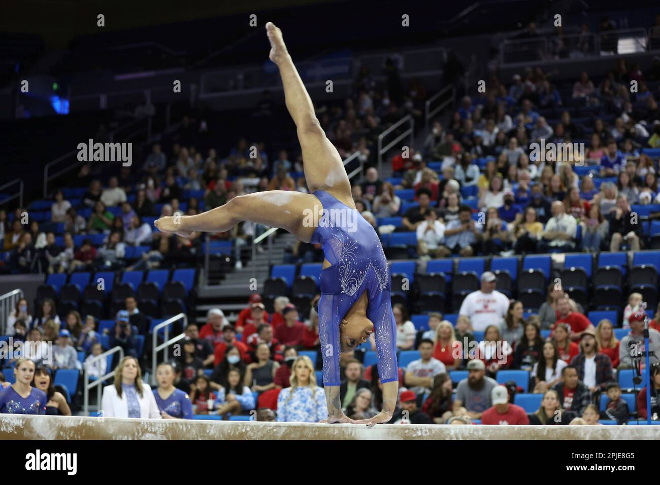 April 1, 2023 Jordan Chiles (UCLA) competes on the balance beam during