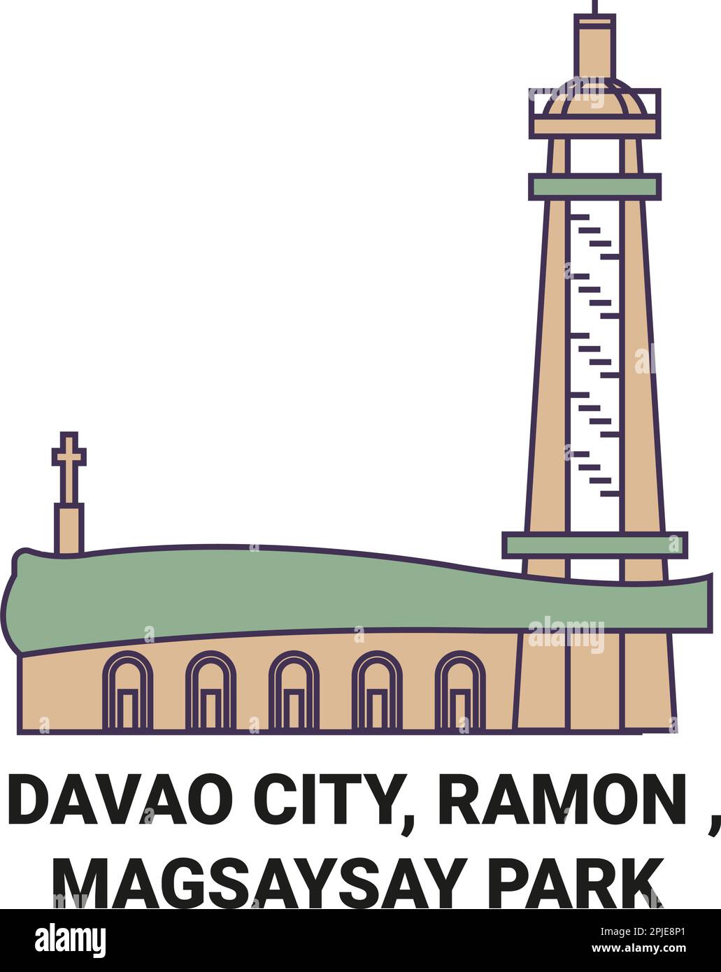 Philippines, Davao City, Ramon , Magsaysay Park travel landmark vector