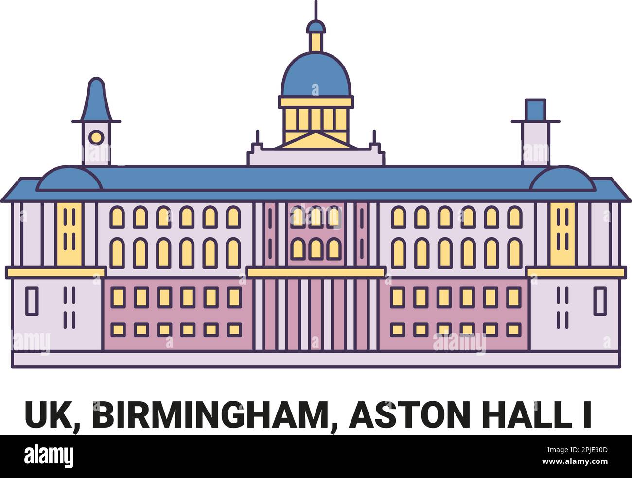England, Birmingham, Aston Hall I, travel landmark vector illustration Stock Vector