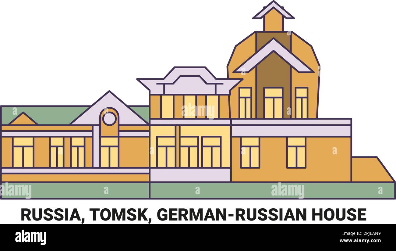 Russia, Tomsk, Germanrussian House travel landmark vector illustration