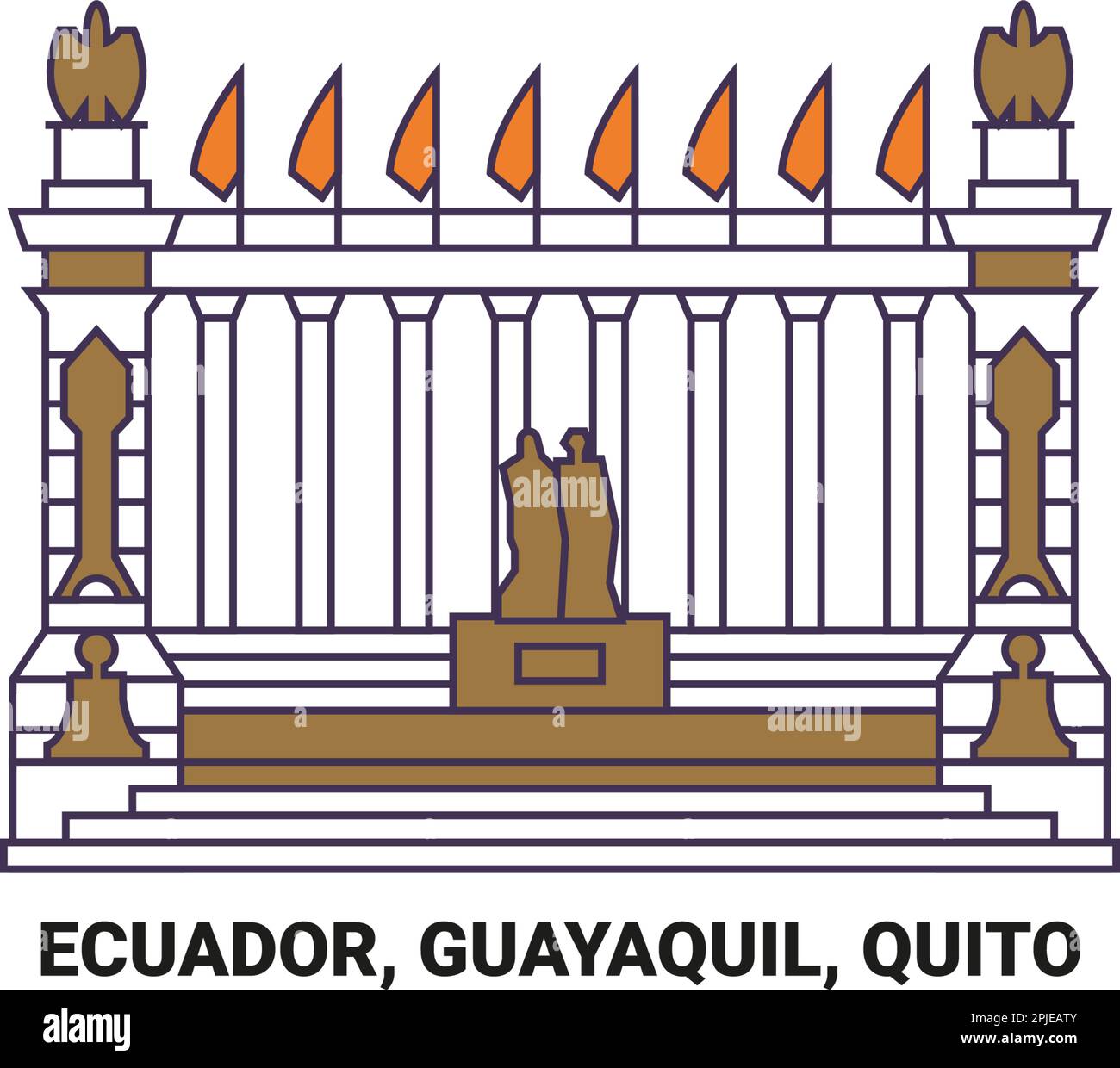 Ecuador, Guayaquil, Quito, Malecn 000 travel landmark vector
