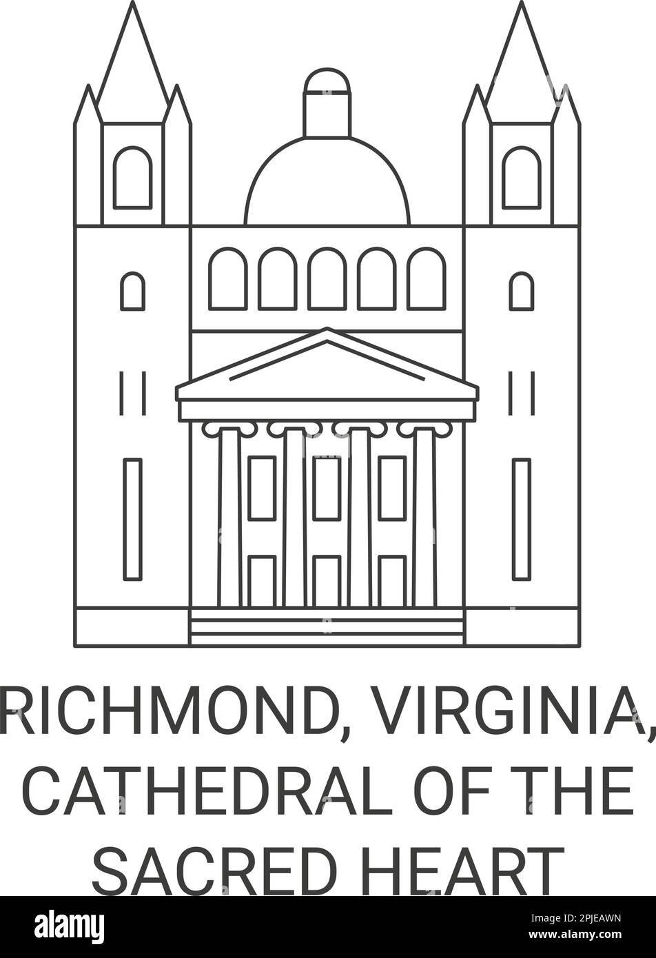 United States, Richmond, Virginia, Cathedral Of The Sacred Heart travel landmark vector