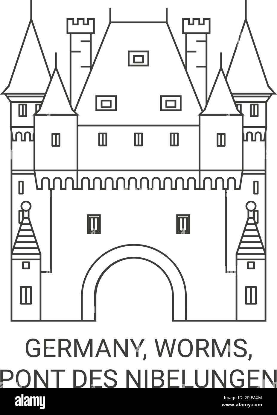 Germany, Worms, Pont Des Nibelungen travel landmark vector illustration