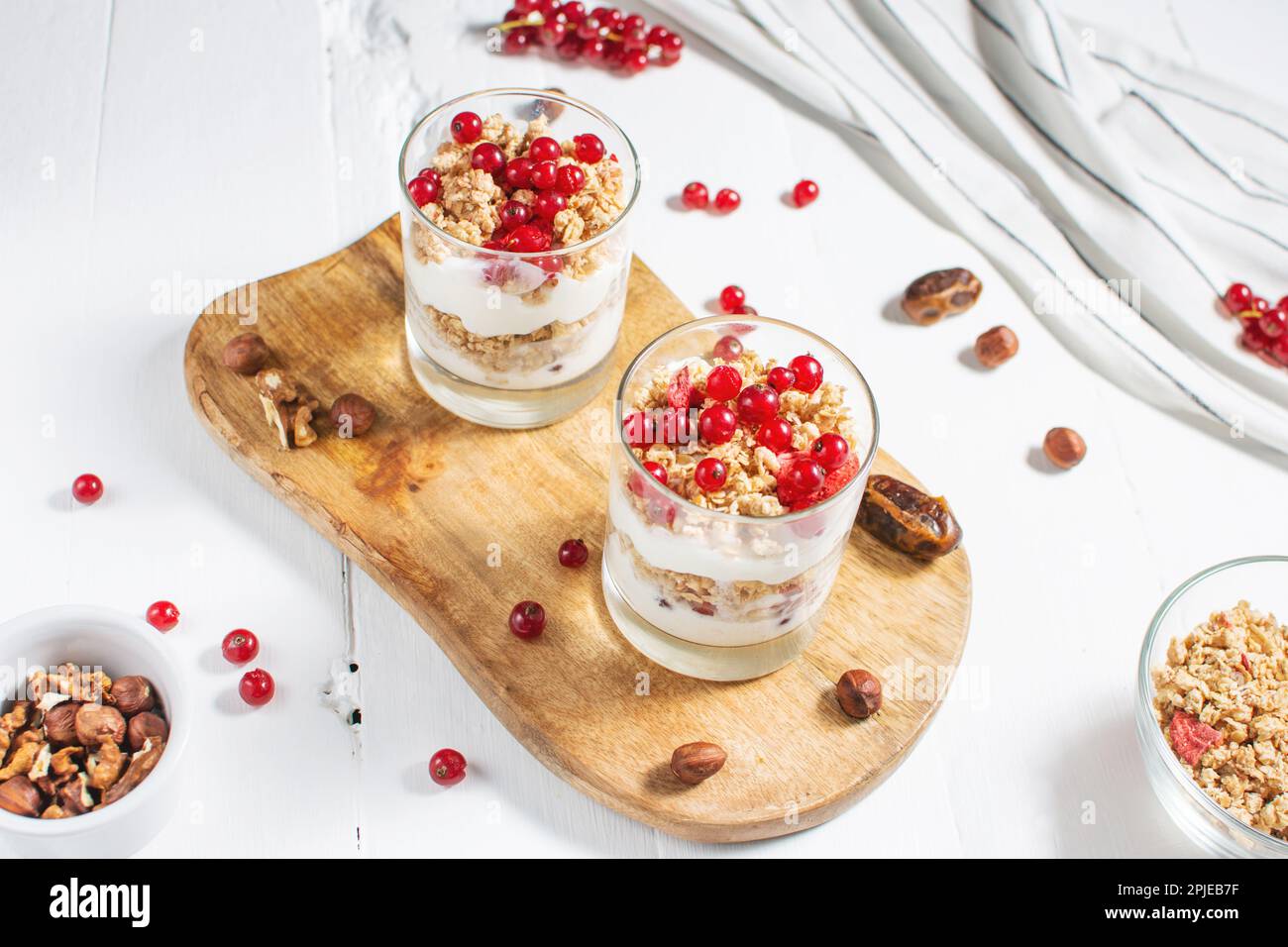 Healthy breakfast menu concept. Morning granola breakfast with berries