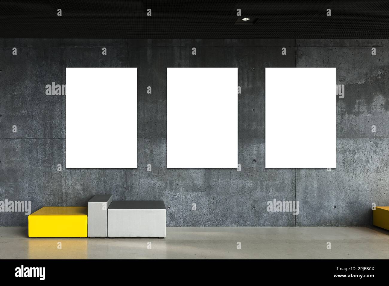 Poster Exhibition Gallery Mockups hall interior 3D Rendering Stock ...