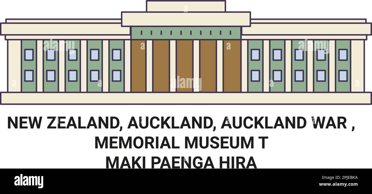 New Zealand, Auckland, Auckland War , Memorial Museum Tmaki Paenga Hira travel landmark vector illustration Stock Vector