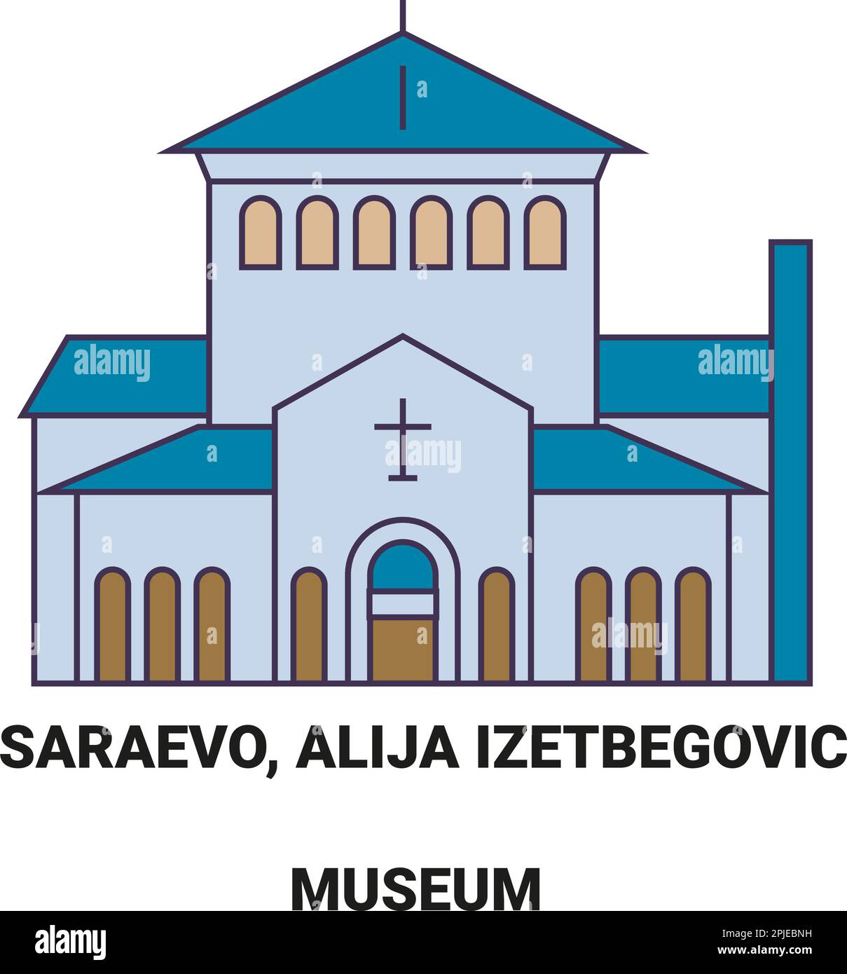Bosnia And Herzegovina, Sarajevo, Alija Izetbegovic Museum travel landmark vector illustration Stock Vector