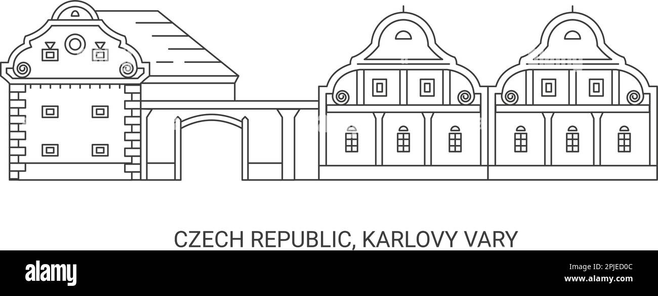 Czech Republic, Karlovy Vary travel landmark vector illustration Stock Vector