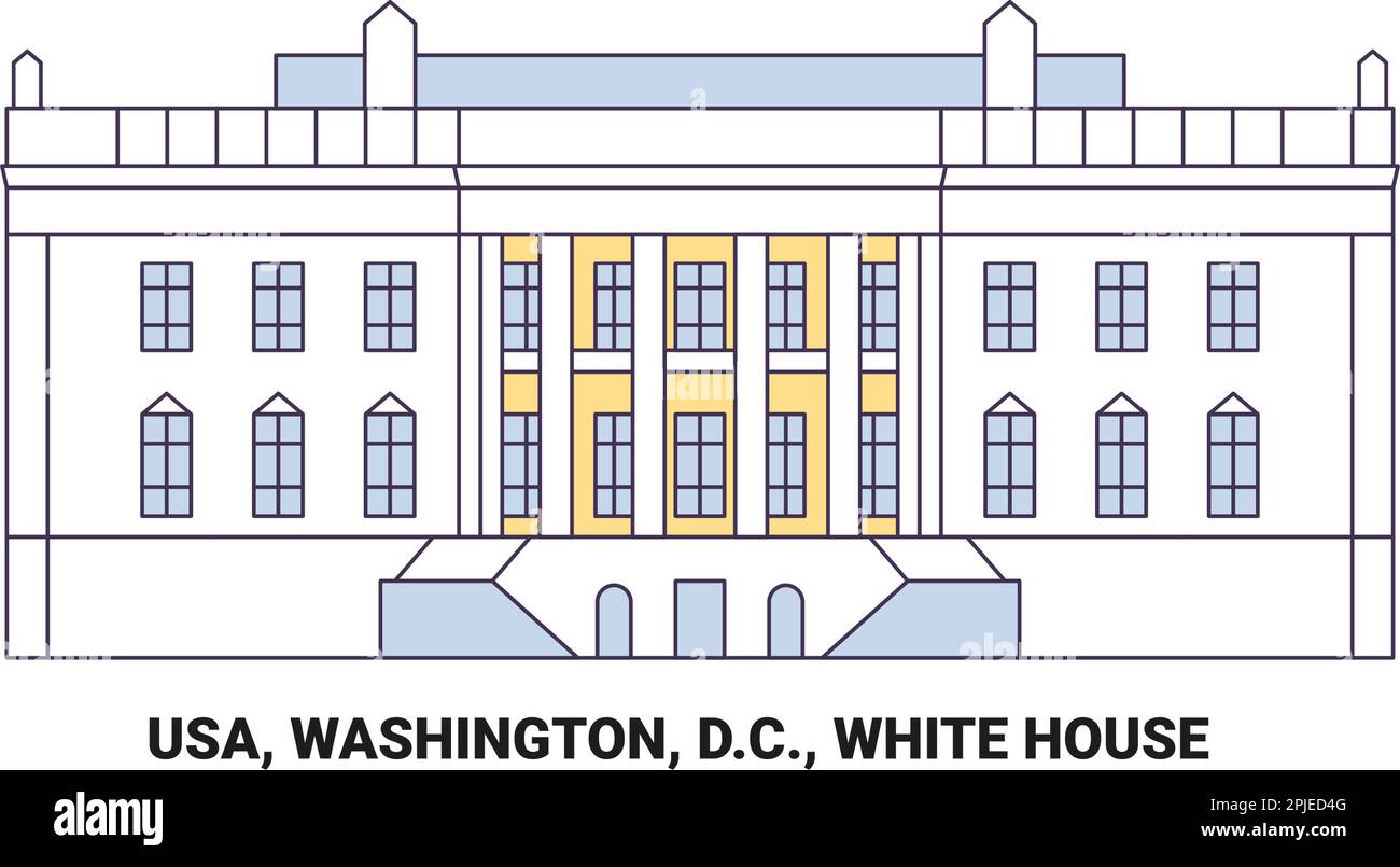 Usa, Washington, D.C., White House, travel landmark vector illustration Stock Vector