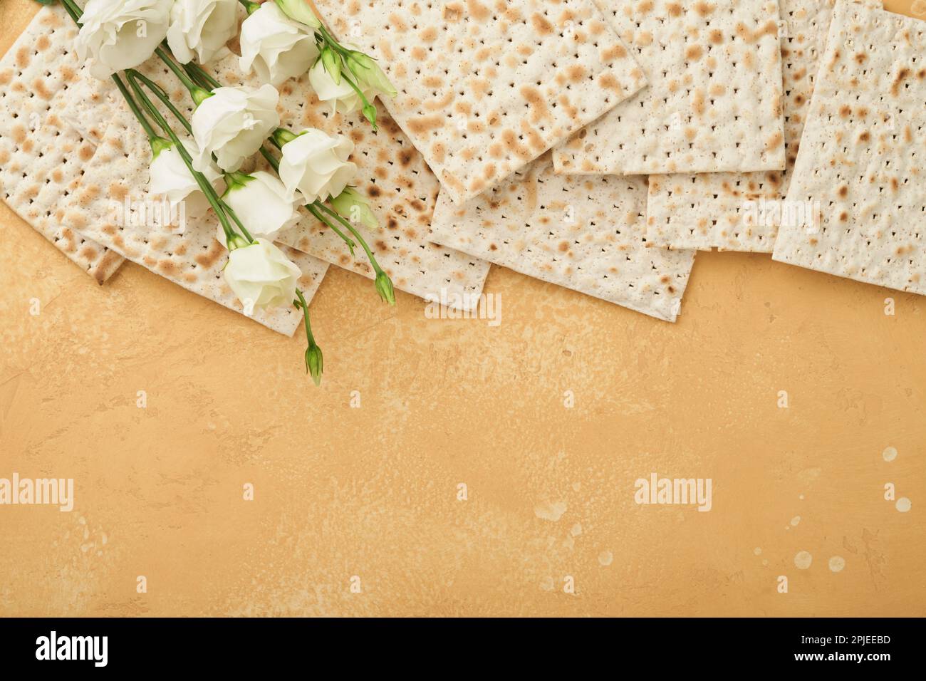 Passover Pesah celebration concept. Matzah, kosher red wine, walnut and