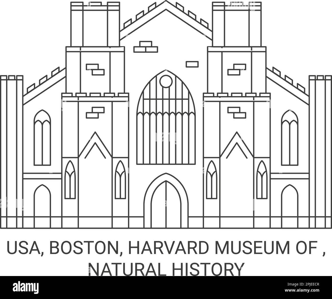 Usa, Boston, Harvard Museum Of , Natural History travel landmark vector illustration Stock Vector