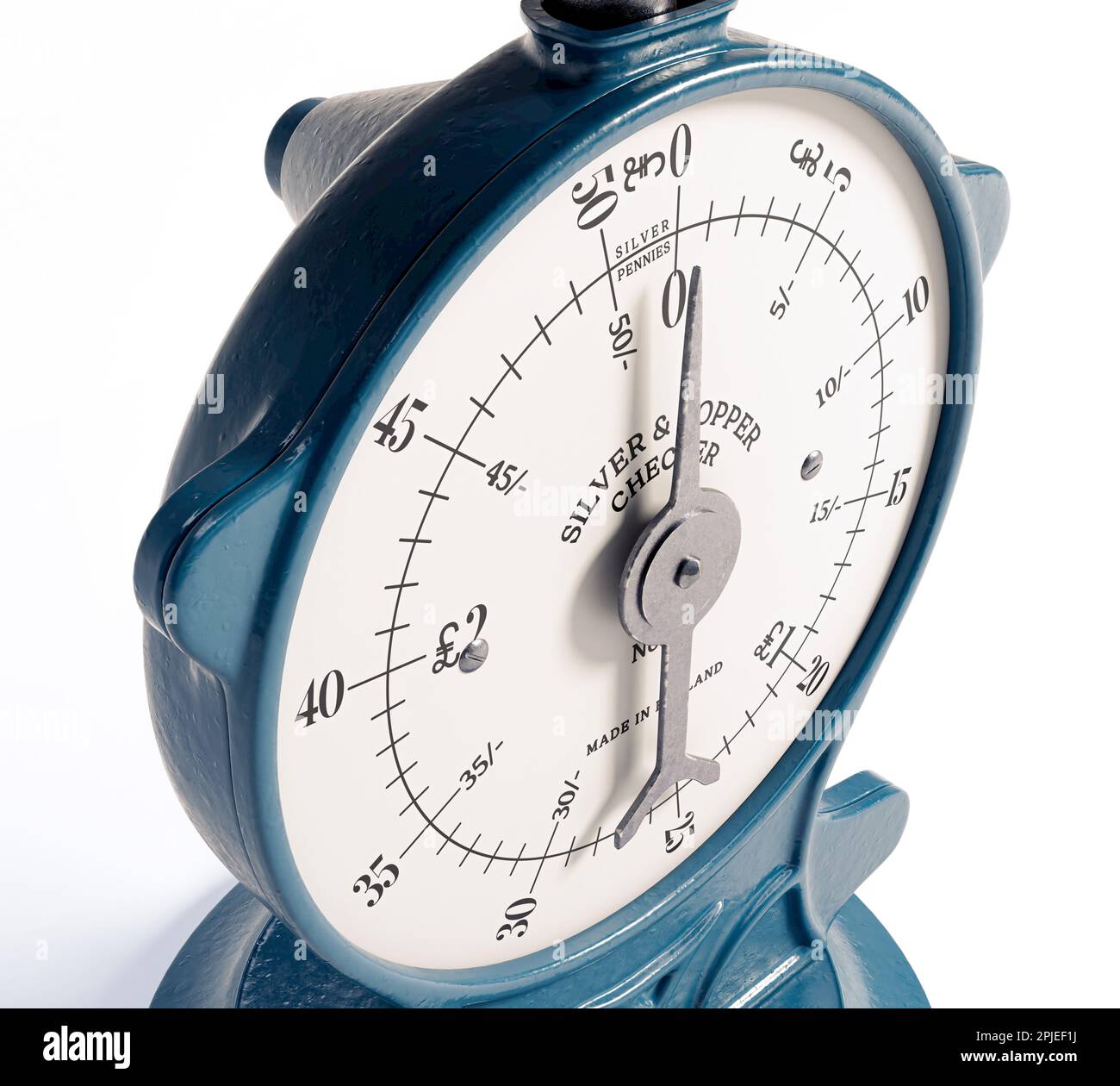 A vintage cast iron weight scale on a white isolated background - 3D