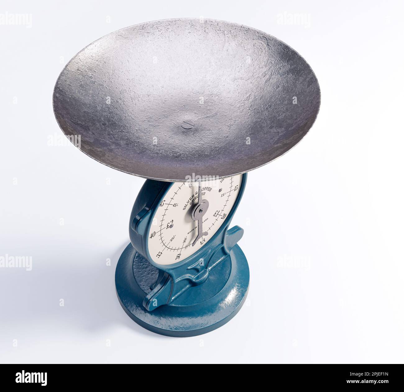 A vintage cast iron weight scale on a white isolated background - 3D