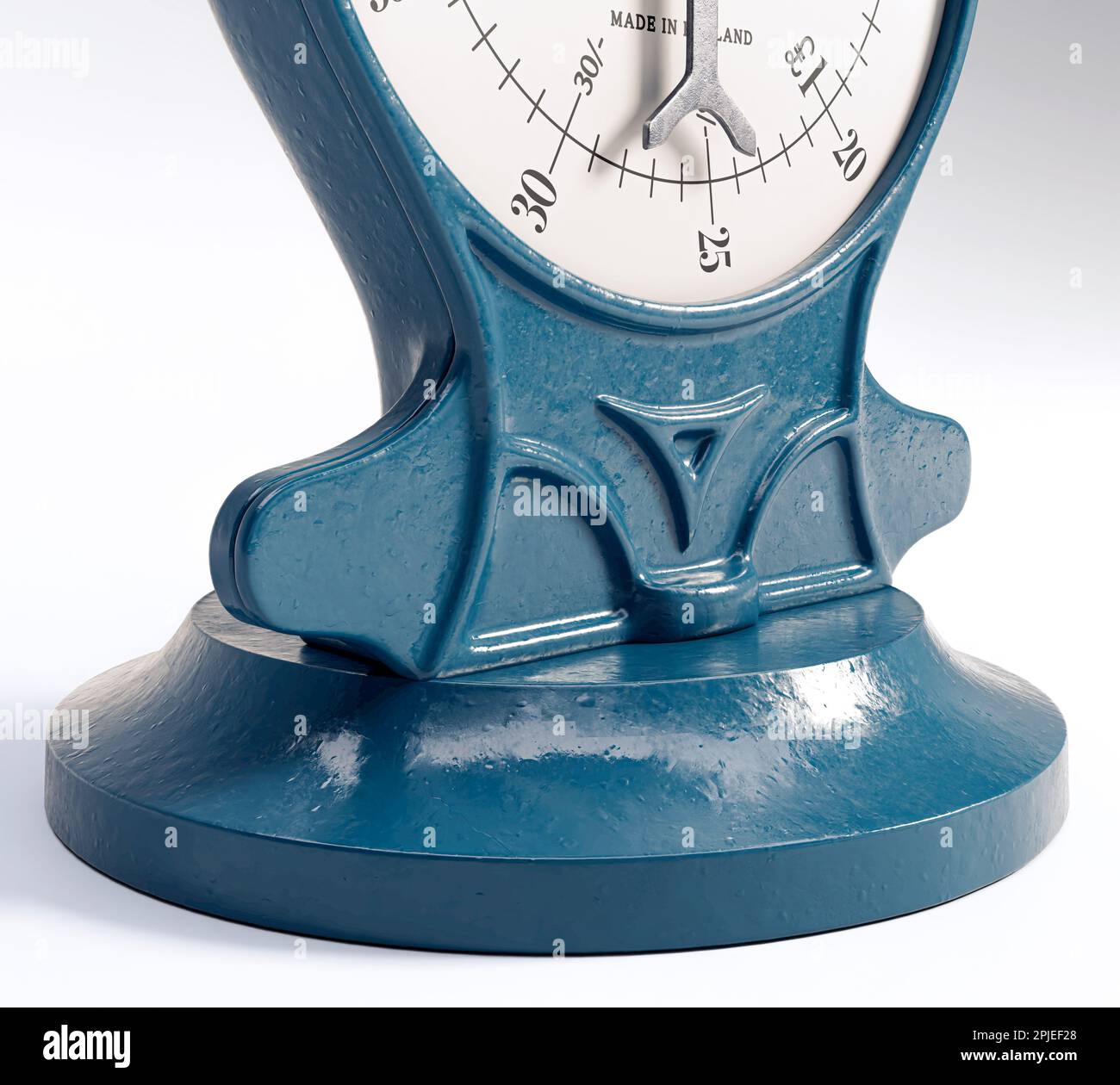 A vintage cast iron weight scale on a white isolated background - 3D