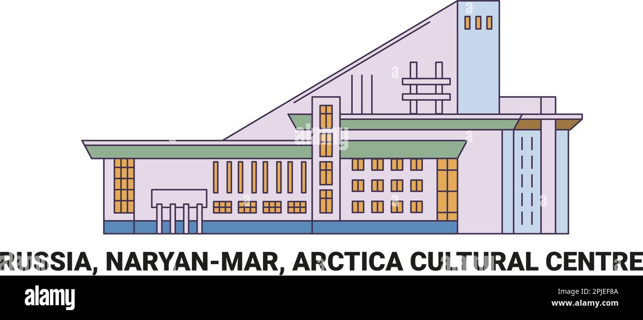 Russia, Naryanmar, Arctica Cultural Centre, travel landmark vector illustration Stock Vector